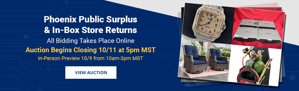 Phoenix Public Surplus Auction Begins Closing Sunday, October 11th