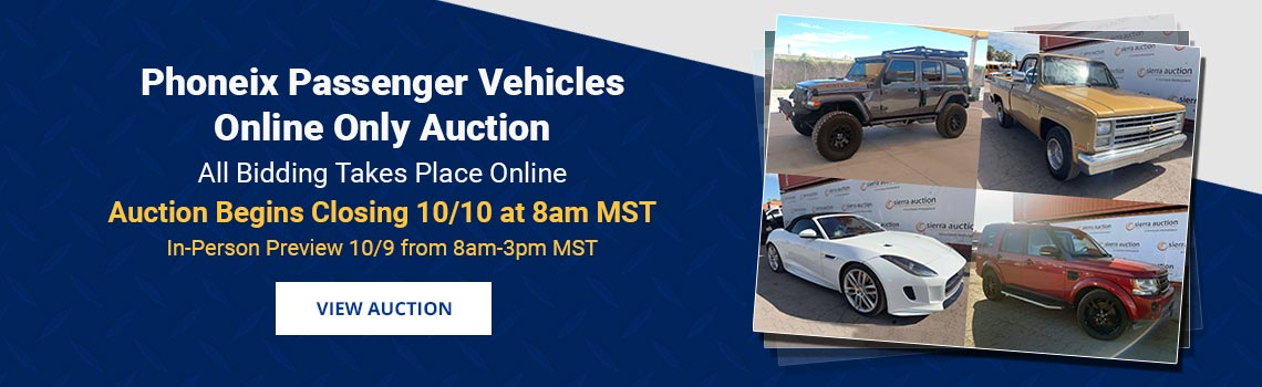 Phoenix & Tucson Passenger Vehicles Auction Begins Closing Saturday, October 10th