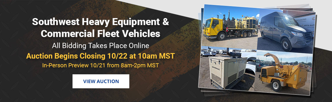 Southwest Heavy Equipment and Fleet Vehicles Auction Begins Closing Thursday, October 22nd