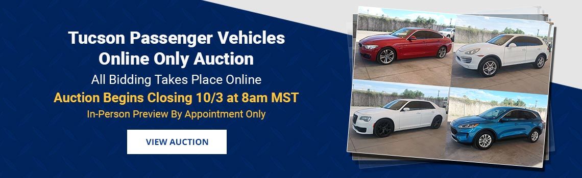 Tucson Passenger Vehicles Auction Begins Closing Saturday, October 3rd