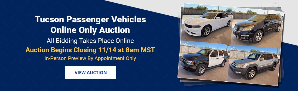 Tucson Passenger Vehicles Auction Begins Closing Saturday, November 14th