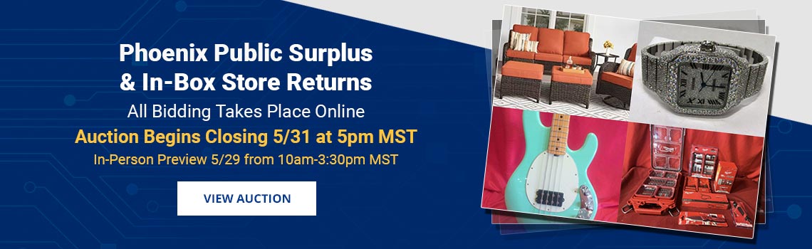 Phoenix Public Surplus, Electronics, Jewelry & Store Returns Auction Closing Sunday, May 31st