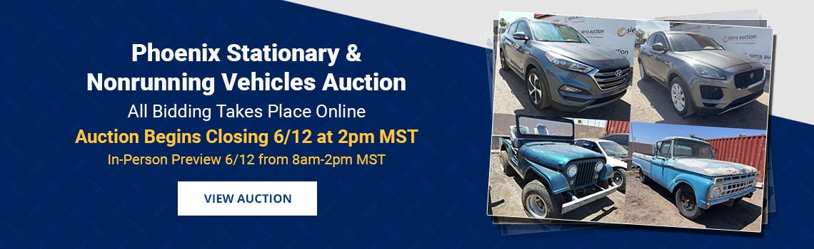 Phoenix Stationary & Nonrunning Vehicles Auction Closing Friday, June 12th