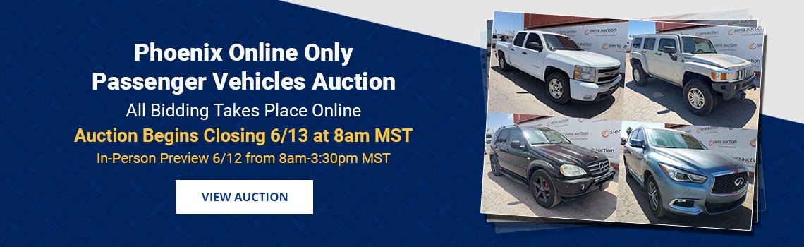 Phoenix Passenger Vehicles Auction Closing Saturday, June 13th