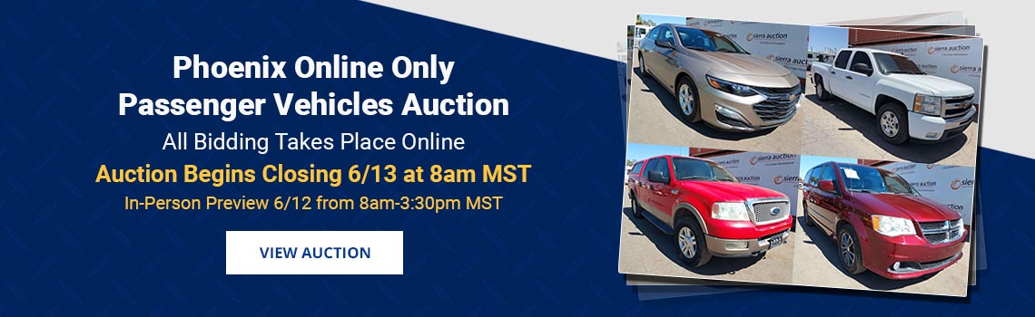 Phoenix Passenger Vehicles Auction Closing Saturday, June 13th