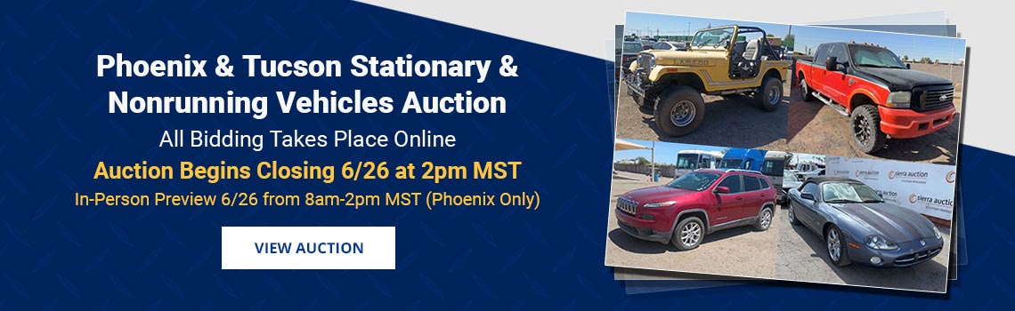 Phoenix & Tucson Stationary & Nonrunning Vehicles Auction Closing Friday, June 26th