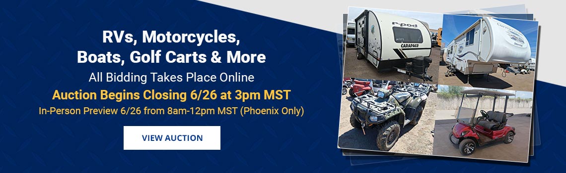 Motorcycles, RVs, Boats, Carts & Specialty Vehicles Auction Closing Friday, June 26th