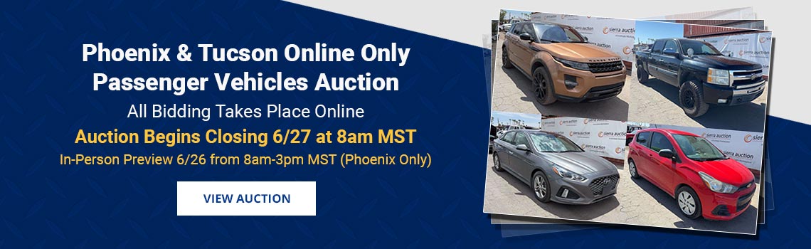 Phoenix & Tucson Arizona Passenger Vehicles Auction Closing Saturday, June 27th
