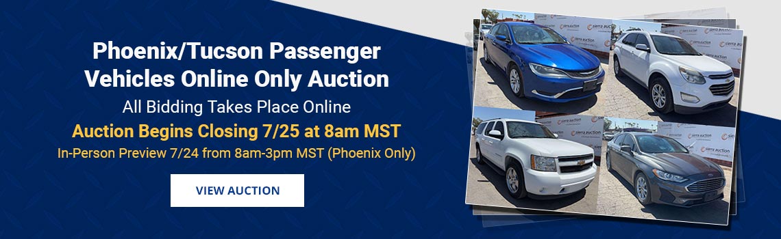 Phoenix & Tucson Arizona Passenger Vehicles Auction Closing Saturday, July 25th