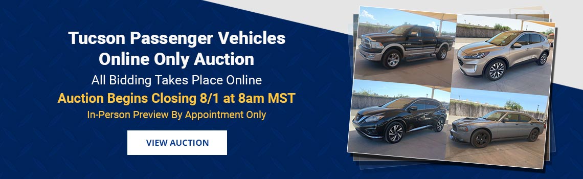 Tucson Passenger Vehicles Auction Closing Saturday, August 1st