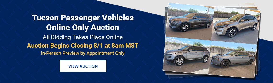 Tucson Passenger Vehicles Auction Closing Saturday, August 1st
