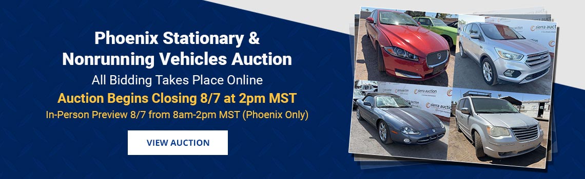 Phoenix Nonrunning and Stationary Vehicles Auction Closing Friday, August 7th