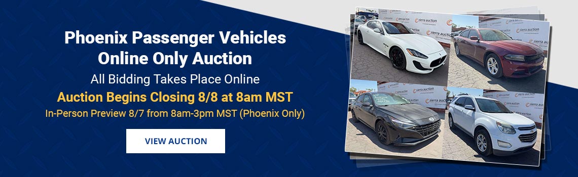 Phoenix Passenger Vehicles Auction Closing Saturday, August 8th