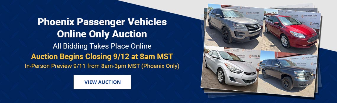 Phoenix Passenger Vehicles Auction Begins Closing Saturday, September 12th