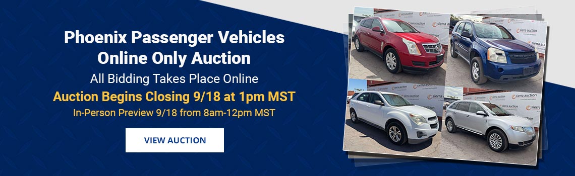 Phoenix Passenger Vehicles Auction Begins Closing Friday, September 18th