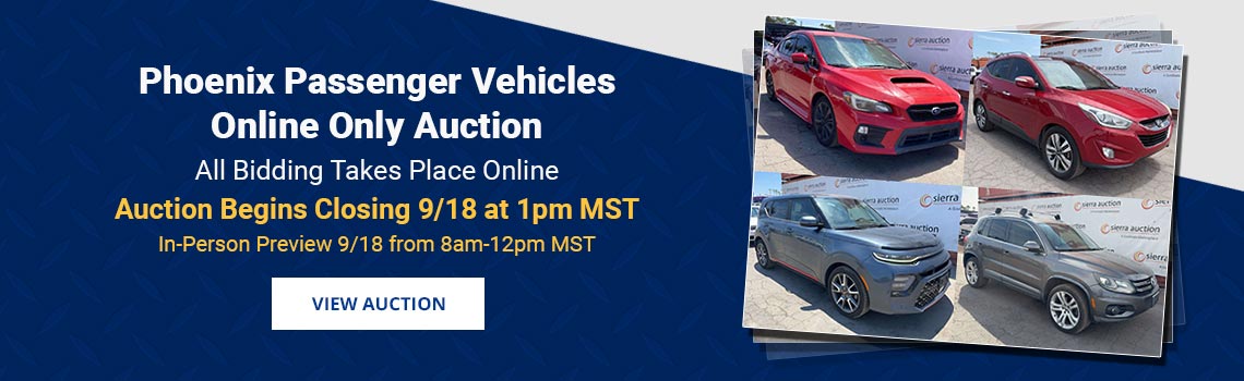 Phoenix Passenger Vehicles Auction Begins Closing Friday, September 18th