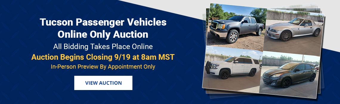 Tucson Passenger Vehicles Auction Begins Closing Saturday, September 19th