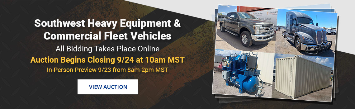 Southwest Heavy Equipment & Fleet Vehicles Returns Auction Closing Thursday, September 24th